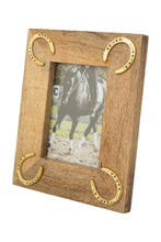 Load image into Gallery viewer, Huntley Equestrian Wooden Picture Frame with Gold Horse Shoes, 5 x 7
