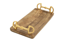 Load image into Gallery viewer, Huntley Equestrian Wooden Rectangle Tray with Gold Bit Handles

