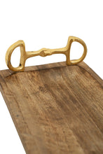 Load image into Gallery viewer, Huntley Equestrian Wooden Rectangle Tray with Gold Bit Handles
