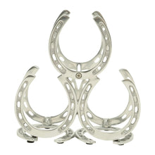 Load image into Gallery viewer, Huntley Horseshoe 3-Bottle Wine Rack, Aluminum Silver Finish
