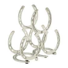 Load image into Gallery viewer, Huntley Horseshoe 3-Bottle Wine Rack, Aluminum Silver Finish
