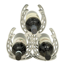 Load image into Gallery viewer, Huntley Horseshoe 3-Bottle Wine Rack, Aluminum Silver Finish
