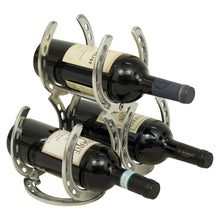 Load image into Gallery viewer, Huntley Horseshoe 3-Bottle Wine Rack, Aluminum Silver Finish
