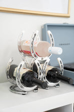 Load image into Gallery viewer, Huntley Horseshoe 3-Bottle Wine Rack, Aluminum Silver Finish

