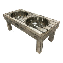 Load image into Gallery viewer, Huntley Pet Berjen Table Elevated Double Bowl Pet Feeder, White Wash
