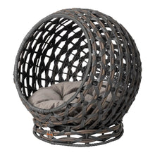 Load image into Gallery viewer, Huntley Pet Hemisphere Rattan Pet Bed, Elevated With Cushion
