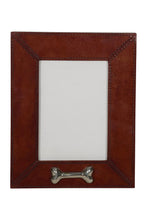 Load image into Gallery viewer, Huntley Pet Leather Picture Frame with Silver Bone Accent
