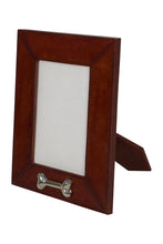 Load image into Gallery viewer, Huntley Pet Leather Picture Frame with Silver Bone Accent
