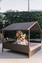 Load image into Gallery viewer, Huntley Pet Rattan Wicker Indoor Outdoor Cabana Raised Pet Bed
