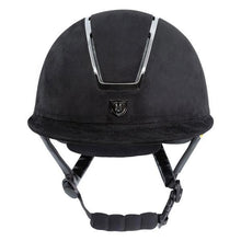 Load image into Gallery viewer, Tipperary Windsor with MIPS Wide Brim - Black UltraSuede Shell w/ Chrome Trim and Black UltraSuede Top
