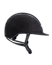 Load image into Gallery viewer, Tipperary Windsor with MIPS Wide Brim - Black UltraSuede Shell w/ Chrome Trim and Black UltraSuede Top
