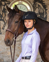 Load image into Gallery viewer, Tipperary Windsor with MIPS Wide Brim - Black UltraSuede Shell w/ Chrome Trim and Black UltraSuede Top
