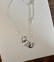 Load image into Gallery viewer, Horseshoes with AQUA cascadaing/Petite Necklace
