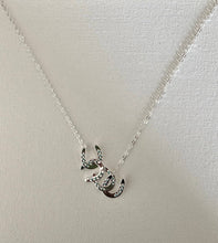 Load image into Gallery viewer, Horseshoes with AQUA cascadaing/Petite Necklace
