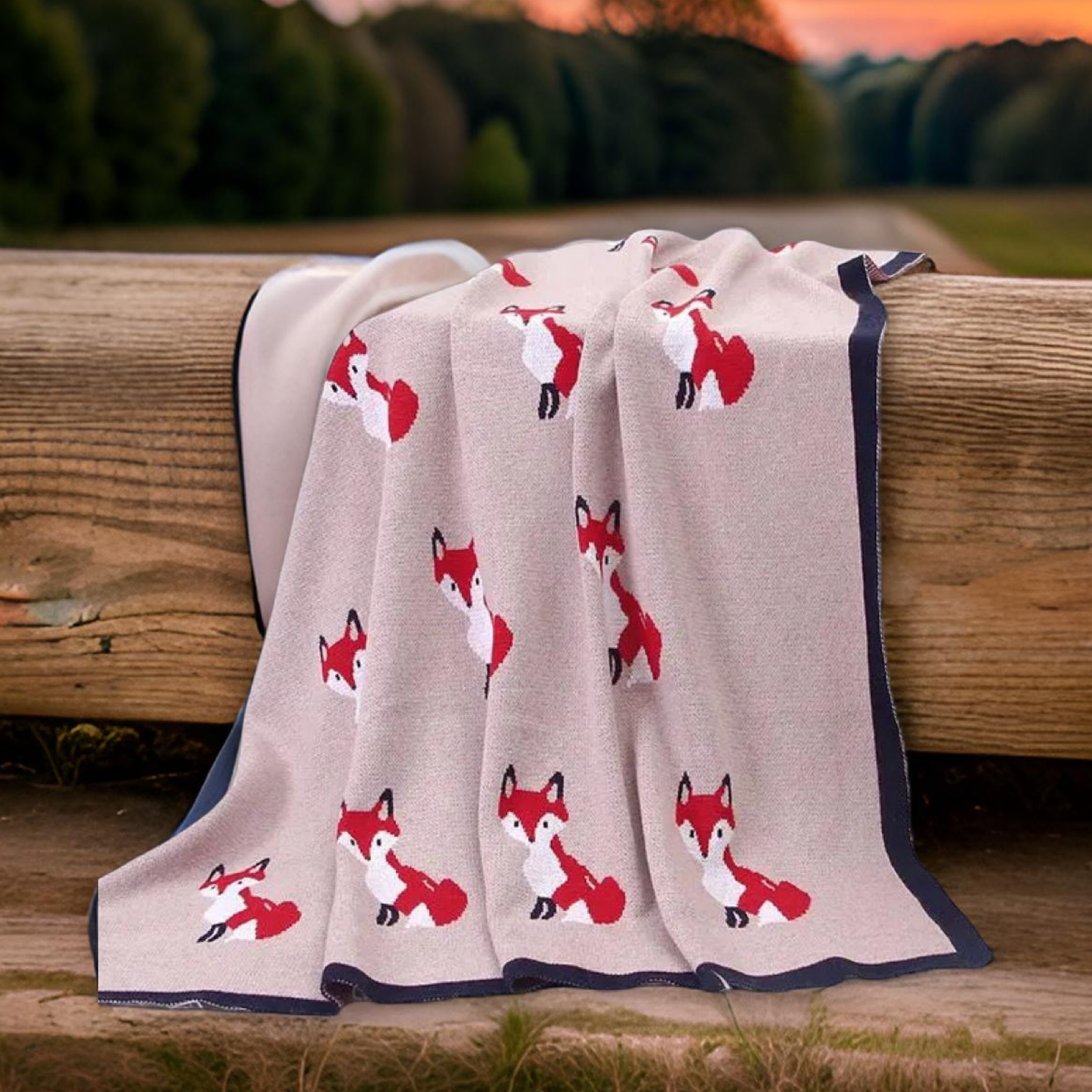 Equestrian Fox Cotton Baby Blanket