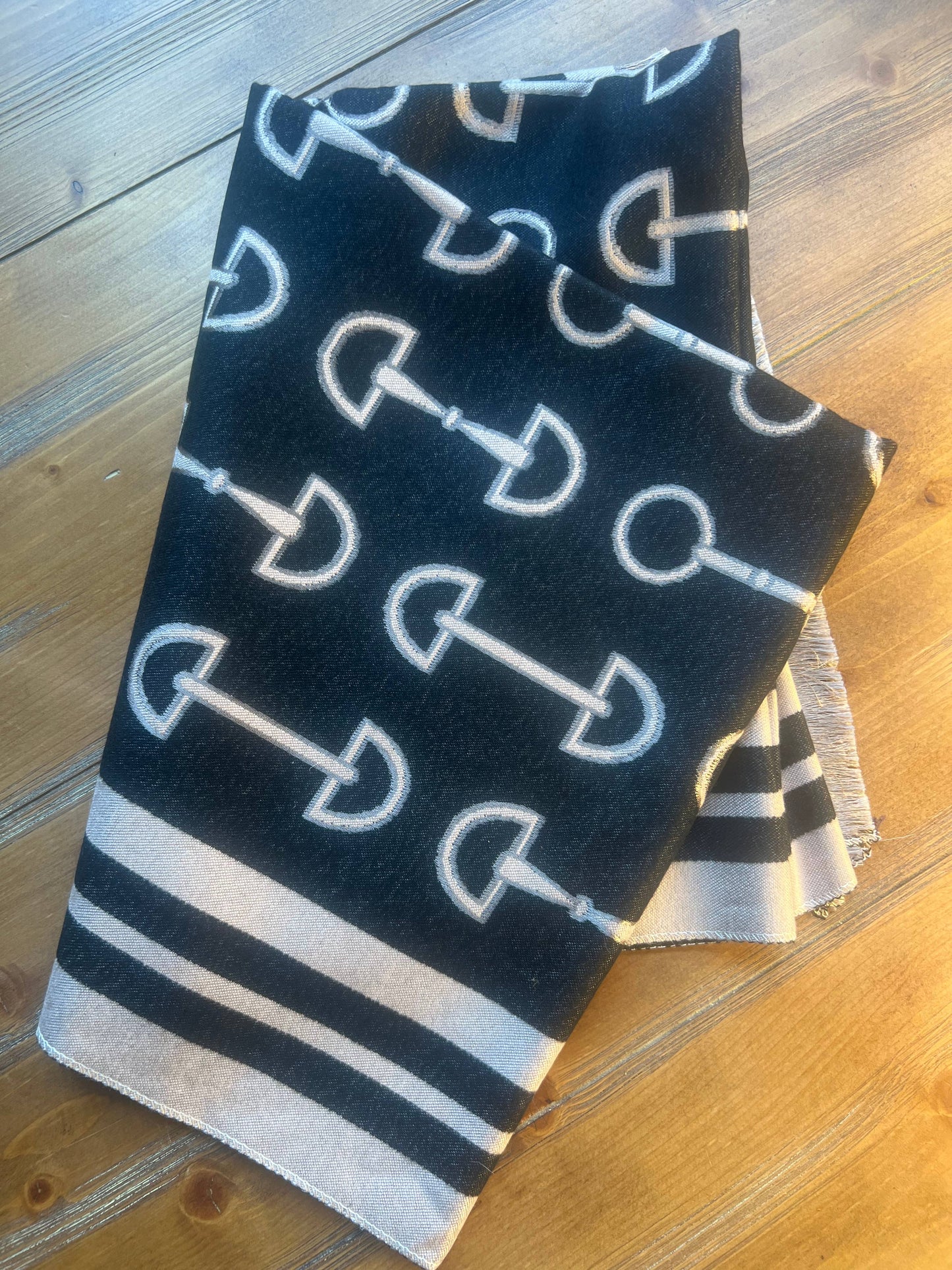 Equestrian Snaffle Bit Horse Design Winter Scarf Wrap