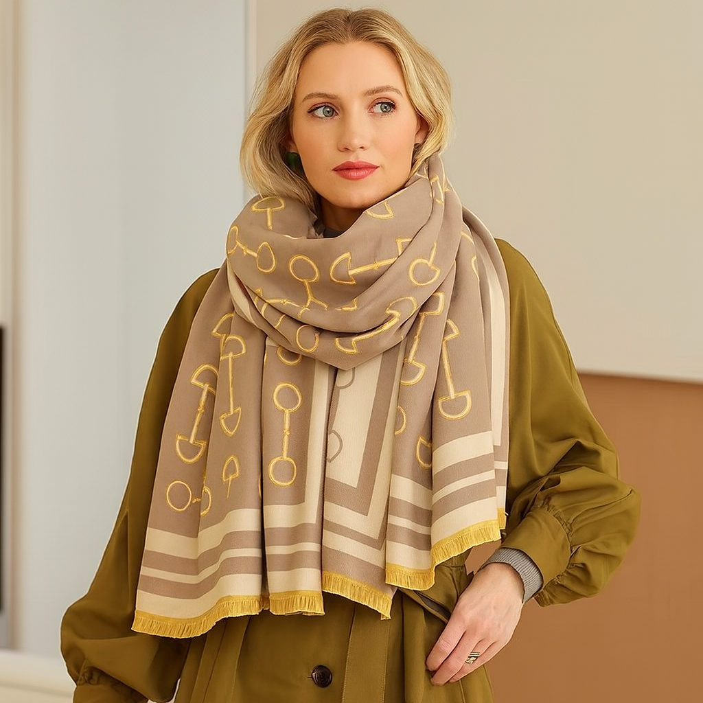 Equestrian Snaffle Bit Horse Design Winter Scarf Wrap