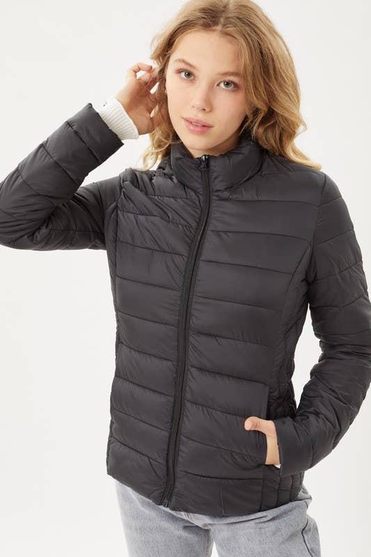 Ultra Lightweight Padded Thermal Zip Up Jacket:SAGE