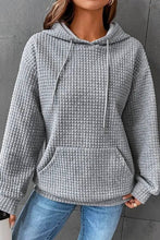 Load image into Gallery viewer, WOMEN DRAWSTRING WAFFLE LONG PULLOVER HOODIE_CWOHOL0201
