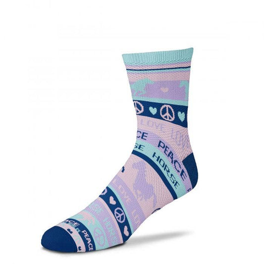 Youth Sock, Pastel Peace Love Horses