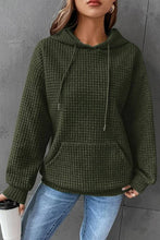 Load image into Gallery viewer, WOMEN DRAWSTRING WAFFLE LONG PULLOVER HOODIE_CWOHOL0201
