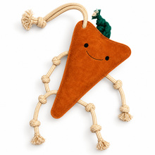 Load image into Gallery viewer, Clean studio-style illustration of brown triangular plush rope horse toy
