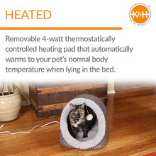 Load image into Gallery viewer, DS26 K&amp;H Pet Products Thermo-Pet Cave Heated Cat Bed – Plush Cat Cave &amp; Tunnel for Cats and Small Dogs

