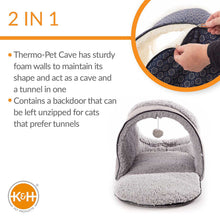 Load image into Gallery viewer, DS26 K&amp;H Pet Products Thermo-Pet Cave Heated Cat Bed – Plush Cat Cave &amp; Tunnel for Cats and Small Dogs
