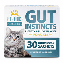 Load image into Gallery viewer, Pet’s Choice Gut Instincts Probiotic Supplement for Cats, Digestive &amp; Immune Support, 30 Powder Packets, Made in USA
