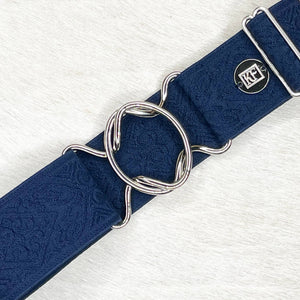 Embossed - Navy elastic - adjustable belt