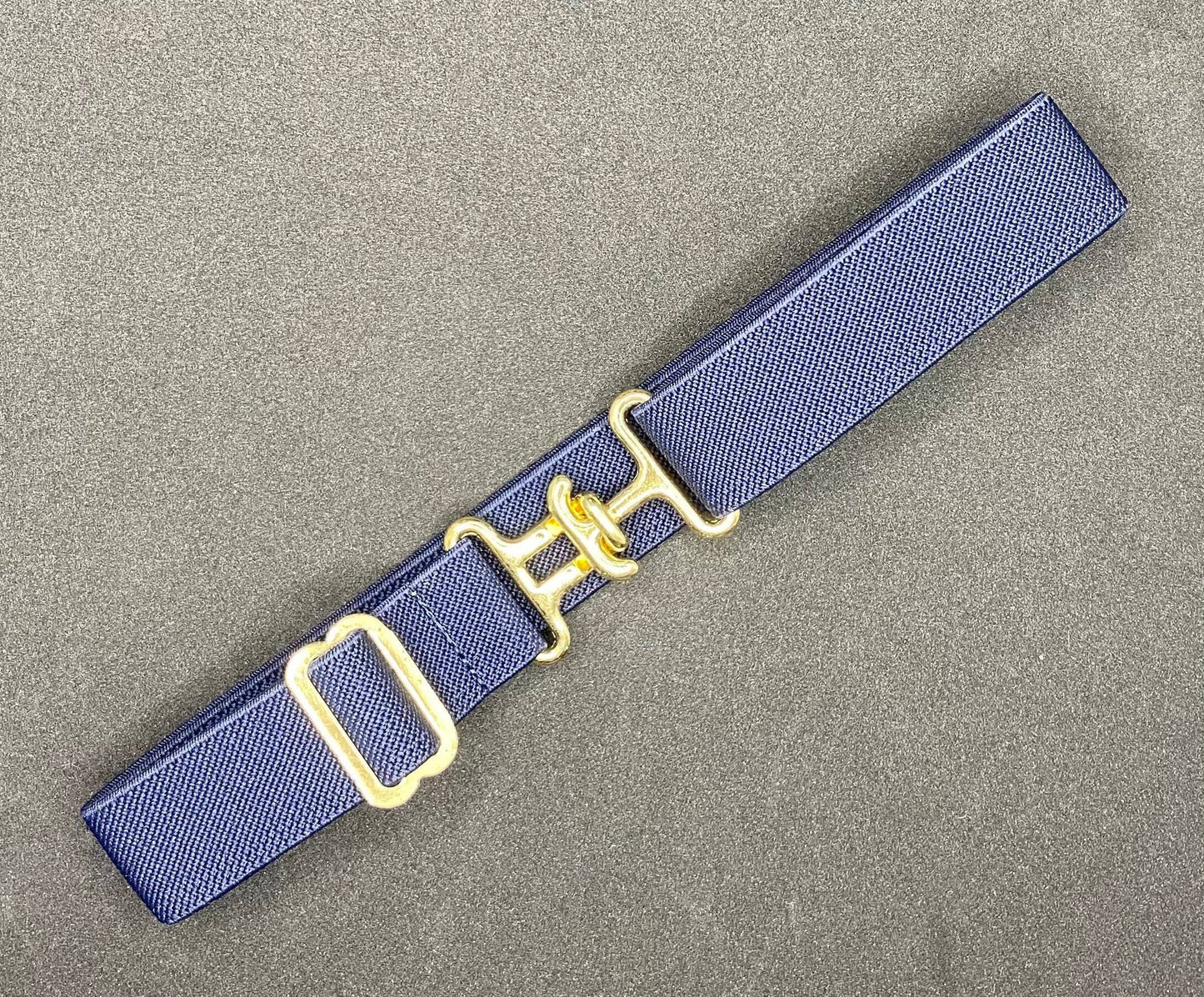 1" Equestrian Surcingle Belt - Navy with Gold Buckle