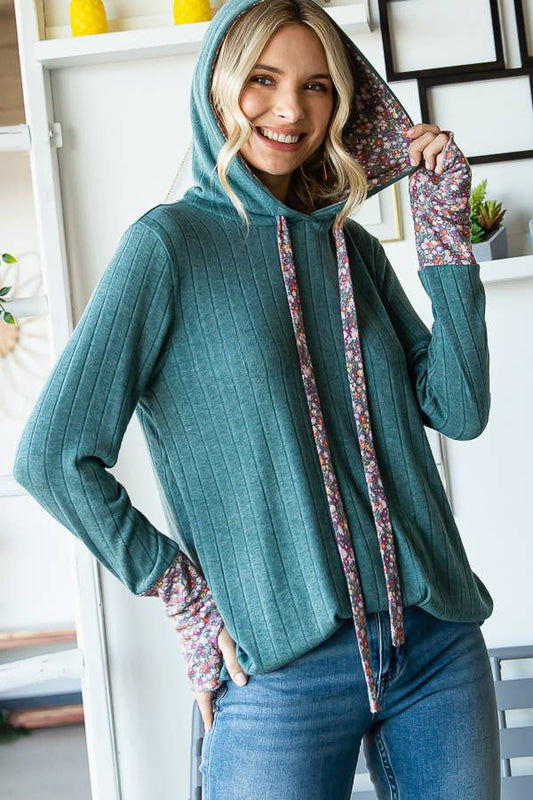 Green Floral Hoodie