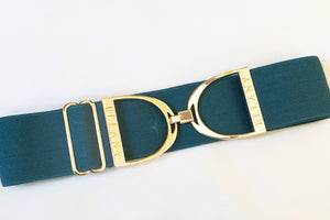 Teal - 2" Gold Stirrup Equestrian Elastic Belt