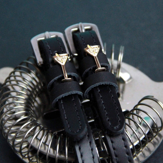 919 Rose Gold Martini Glass w/Olive Spur Straps