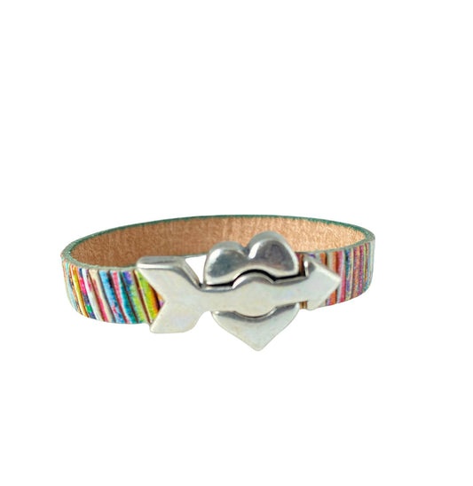 Valentine Heart Clasp Leather Bracelet