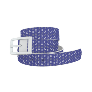 Horseshoes Periwinkle Belt with White Buckle