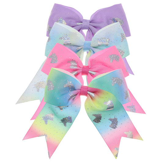 Large Unicorn Glitter Hair Bows Pair