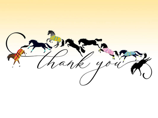Horse Thank You Card: Galloping Horses