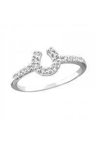 Sterling Silver Horseshoe Ring With Cubic Zirconia