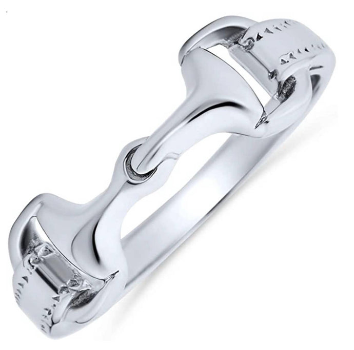 Equestrian Horse Snaffle Bit Sterling Silver Ring