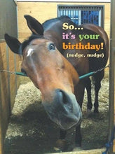 Load image into Gallery viewer, SOLD OUTHorse Birthday Card: So It's Your Birthday! (Nudge, Nudge.)

