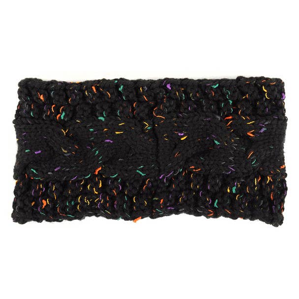 Women's Rhinestone Knit Winter Headband Ear Warmer: BK