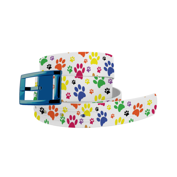 Pawprints Belt with Blue Chrome Buckle Combo