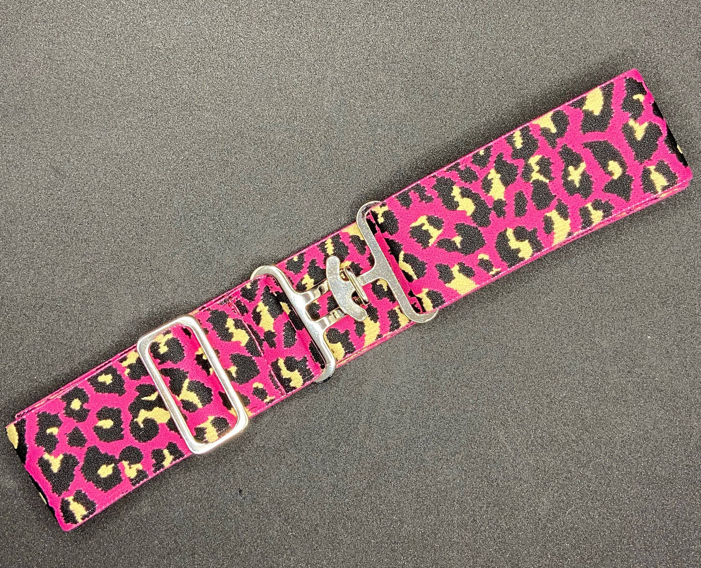1.5" Equestrian Surcingle Elastic Belt - Pink Cheetah