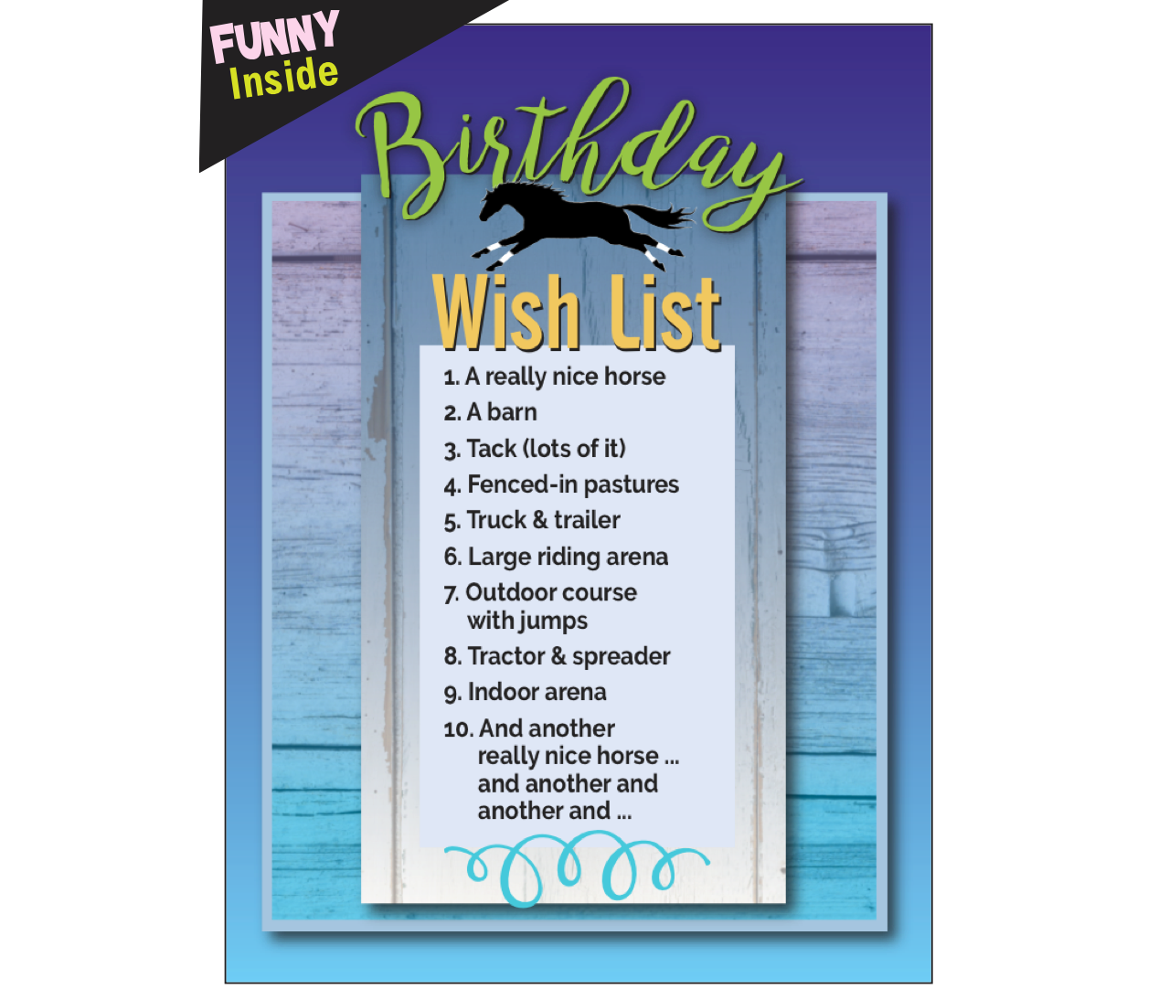 Horse Funny Birthday Card: Wish List