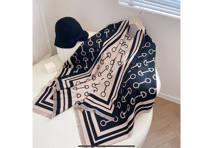 Equestrian Snaffle Bit Horse Design Wool Blend Scarf Wrap