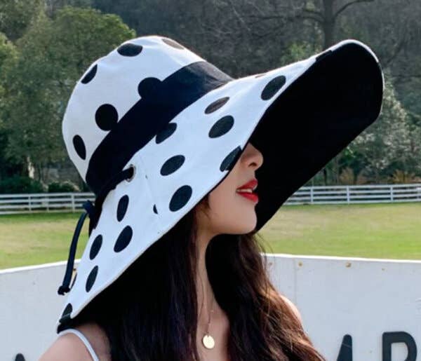 Black Polka Dot Reversible Sun Hat