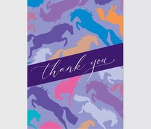 Load image into Gallery viewer, Horse Thank You Card: Purple Collage Colorful Horses
