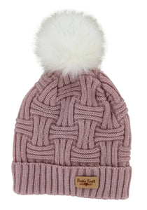 Britt's Knits Plush Lined Hat With Pom Open Stock