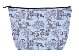 NW AWST Int'l "Lila" Blue Toile Large Cosmetic Pouch